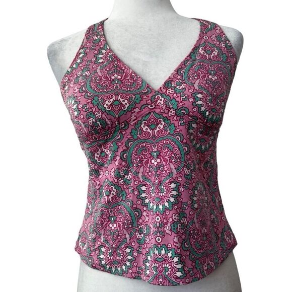 Lands End Tankini Pink Green Halter Top SZ 6 - Picture 10 of 10